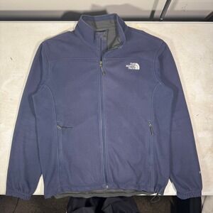The North Face Windwall Fleece Jacket Mens Large Navy Blue Full Zip Softshell